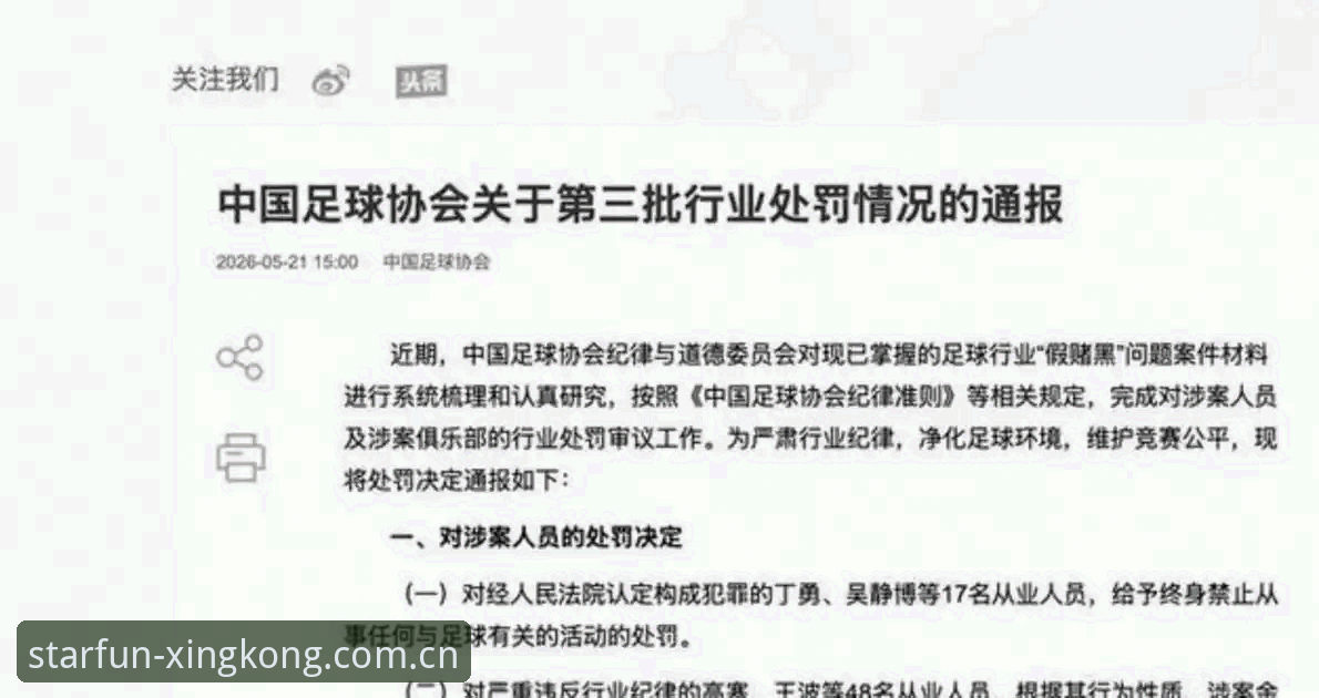 星空体育平台对比 足协第三批禁足名单全解析:65人受罚,17人终身禁赛